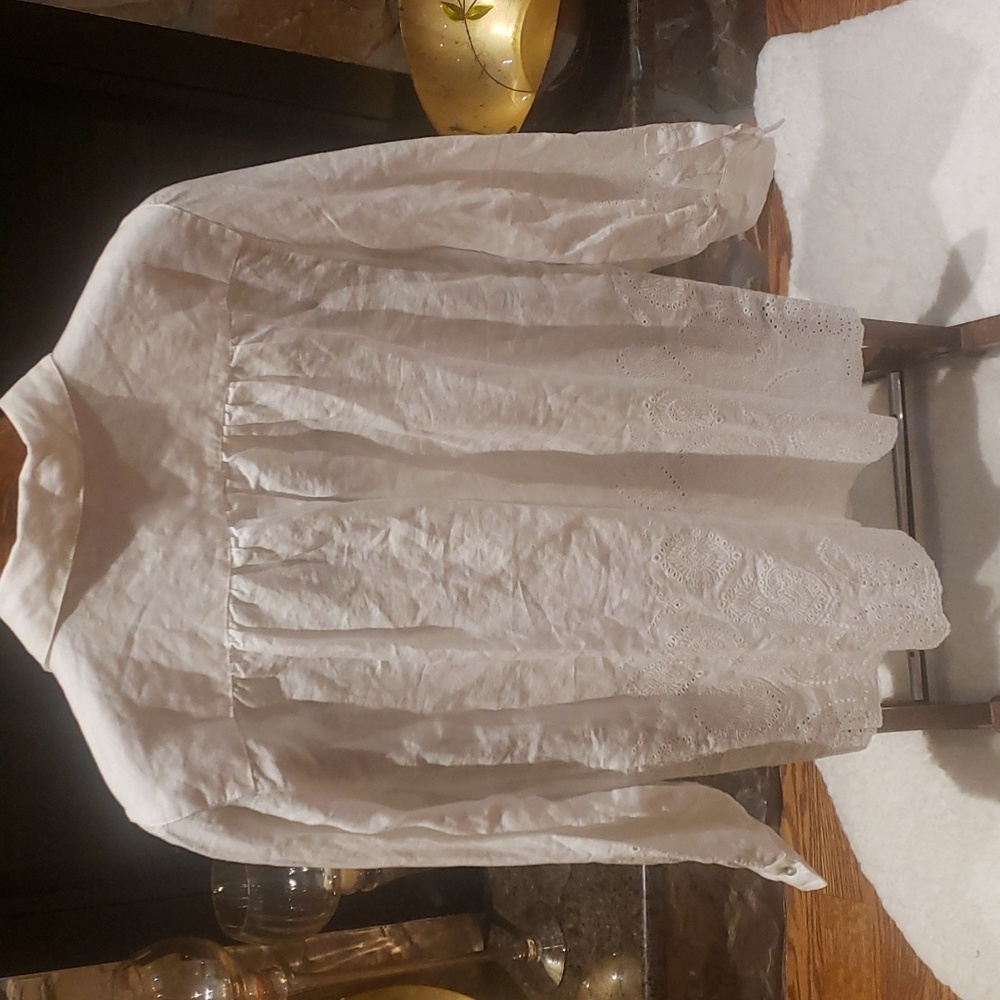 Nwt Elie Tahari medium 100% linnen shirt with buttons Delicate Lace - Picture 8 of 13